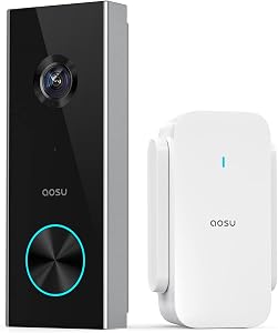 aosu Wireless Doorbell Camera, Battery-Powered Video Doorbell with aosuBase Mini, 2K Resol