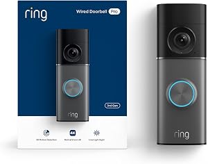 Ring Wired Doorbell Pro (newest model), Home or business security, Retinal 4K with wide-an