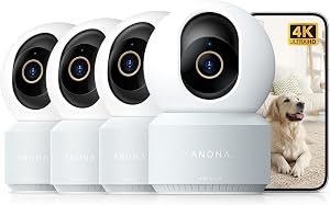 Anona 4K UHD Indoor Camera, Pet/Dog/Baby Security Camera with Phone App, 360°Pan-Tilt, 2.4
