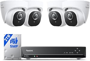 REOLINK Smart 5MP 8CH Home Security Camera System, 4pcs Wired PoE IP Cameras Outdoor with
