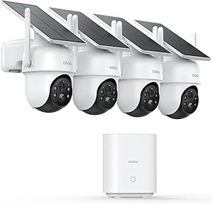 aosu Security Cameras Outdoor Wireless, 4 Cam-Kit, No Subscription Required, Solar-Powered