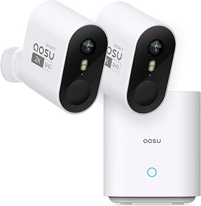 aosu Security Cameras Wireless Outdoor Home System, True 2K HD Night Vision, No Subscripti