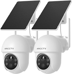 ARCCTV Solar Security Cameras Wireless Outdoor, 4MP 360° View Battery Powered Outdoor Came
