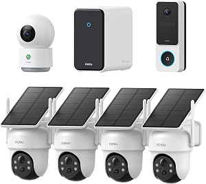 aosu 3K Solar Security Camea Outdoor Wireless Kit System with 2K Video Doorbell & Indo