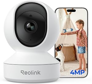 REOLINK 4MP 2K Indoor Camera E1, Plug-in Wireless WiFi 6 Security Camera, 360 Degree Pet C