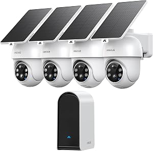 ANSQUE Security Cameras Wireless Outdoor Home System, 4 Camera Kit, No Subscription Fees,